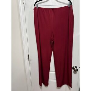 JM Collection‎ Plus Size 1X Wide Leg Comfort Waistband Dress Pants Red Knit